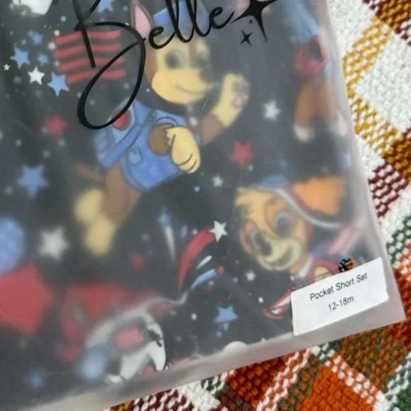 New Scottie Belle Bamboo Paw Patrol Patriotic Shorts & T-Shirt Lounge Set 12-18m - Picture 7 of 16